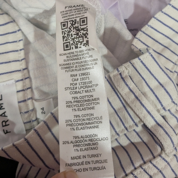 FRAME La Palazzo cropped striped high-rise wide-leg jeans - Picture 7 of 8